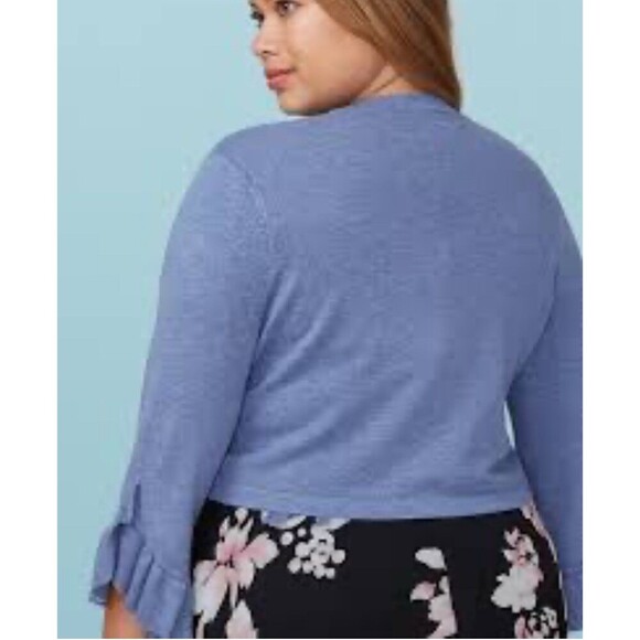 Lane Bryant blue sweater shrug ruffle sleeves size 18/20 - Picture 9 of 9